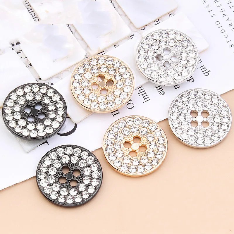 10pcs High-end Round Shank Clear Rhinestone Crystal Diamond Metal Buttons for Clothing Coat Cardigan Sweater Sew Accessories 5