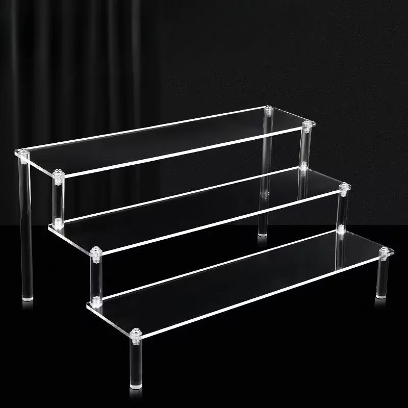 Présentoir Acrylique 3 Niveaux Transparent - Support D'affichage Pour Parfums, Figurines, Cupcakes (18,5x15x9 Cm)