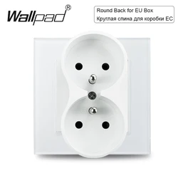 European Standard Dual Power Outlets with Glass Panel - White & Black Finish - White French