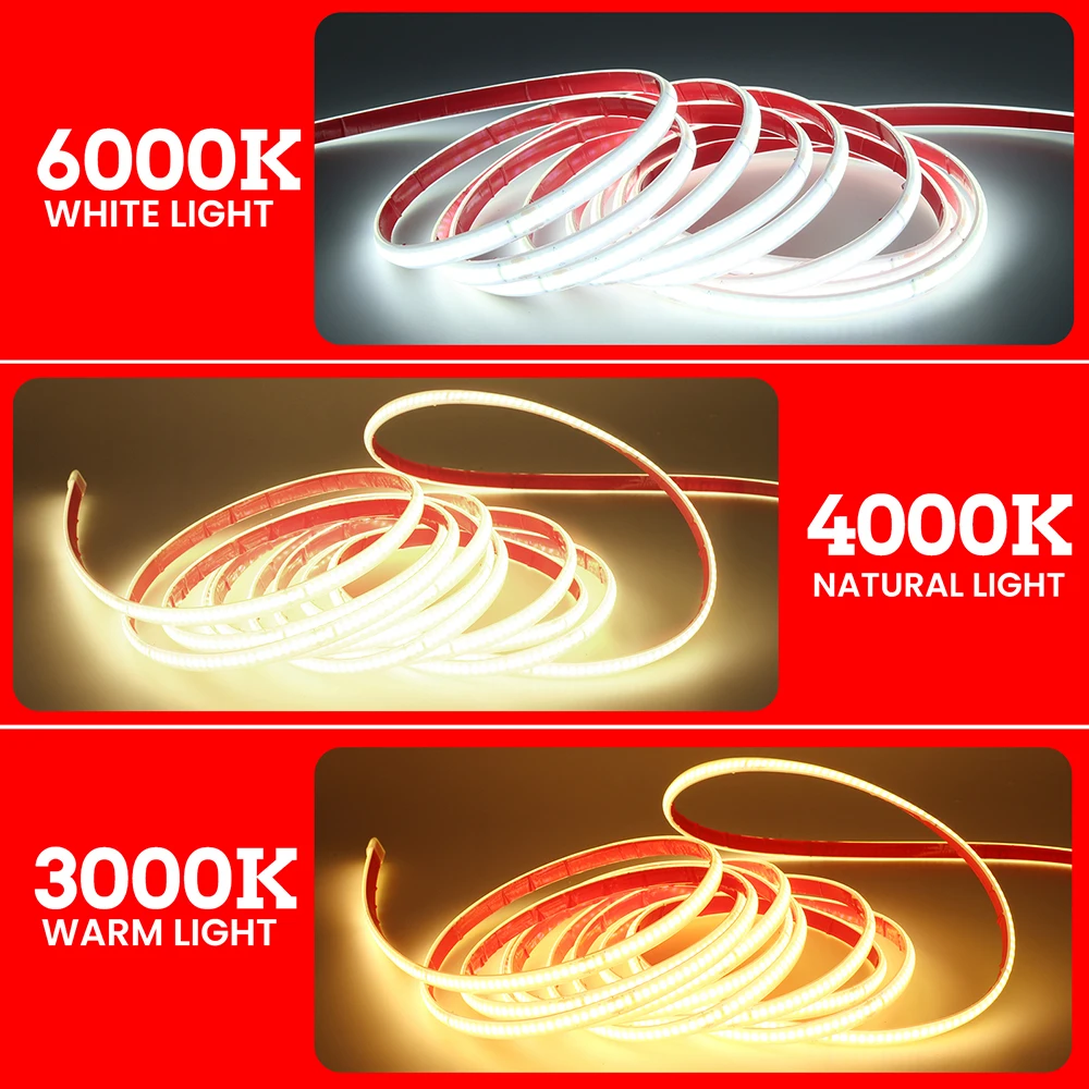 AC 220V COB LED 스트립 라이트 키트 내장 IC 드라이버 240LED/m EU 전원 플러그 타이머 디머 방수 플렉스 테이프 홈데코용