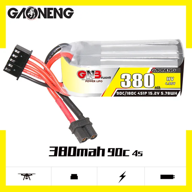 Original GNB 4s 380mAh 90c/180c Lipo Battery For RC Helicopter Quadcopter FPV Racing Drone Parts HV 15.2v Rechargeable Battery 2