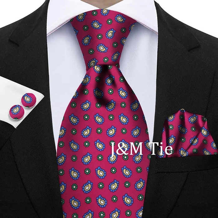 Krawatte für Männer, Einstecktuch-Set, blau, weinrot, weiche Seide, Hochzeitsgeschenk, Krawatte, Anzug, Accessoires, passend für Gruppe, Urlaub, Party, Geschenk – Detail 12