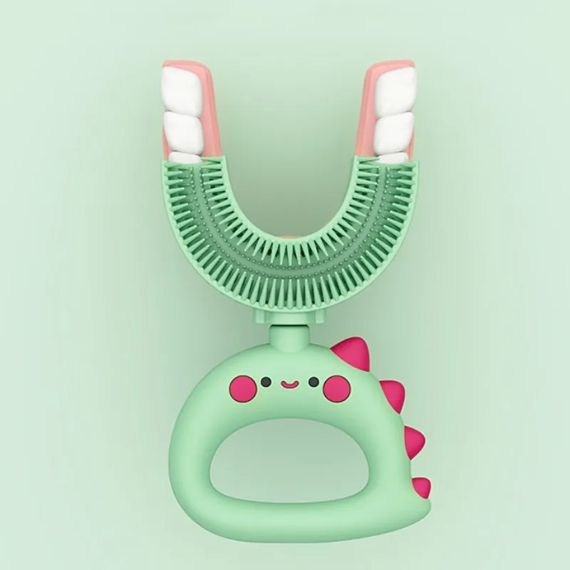 U-Shape Baby Toothbrush Baby Teether Toy 360 Degrees Silicone Cartoon Oral Brush Children Tooth Brush Teeth Cleaning Tool
