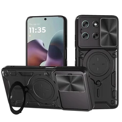 Gepantserde Slide Camera Case met Magnetische Ringstand en Versterkte Bescherming - Premium Telefoonhoes