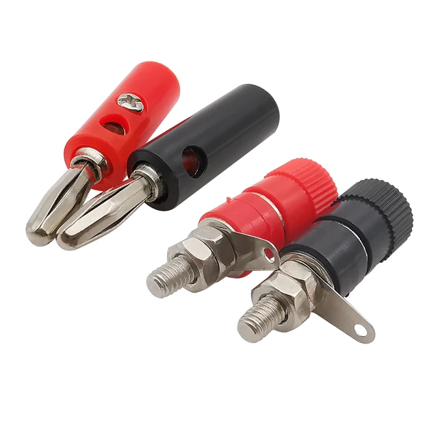 Nickel-Plated 4mm Banana Plug Socket Male Female Test Connector Red Black 4mm Banana Binding Post Terminals Panel Mount Adapter 1