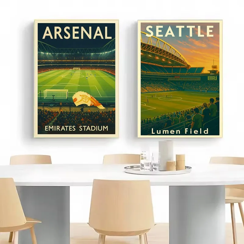 Arsenal Emirates Stadium Retro Football Field Canvas Art - Home Decor Wall Poster