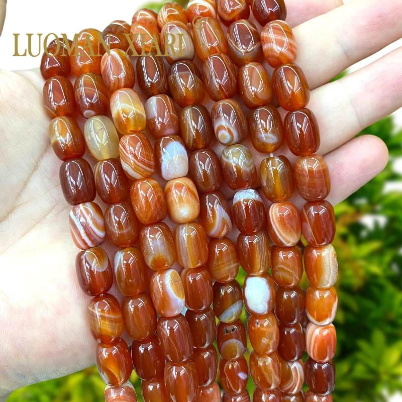 10x14MM Cylinder Natural Stone Red Persian Agate Loose Spacer Beads for Jewelry Making Diy Earrings Bracelet Charms Accessories
