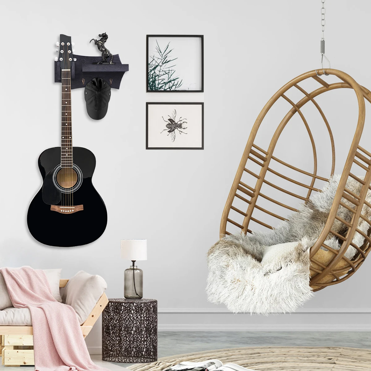 

Держатель для гитары Ретро Деревянный Многофункциональный Настенный Кронштейн Вешалки Для Гитары Экономия Места Подвесная Стойка С Держателем Выбора / 3 Крюка