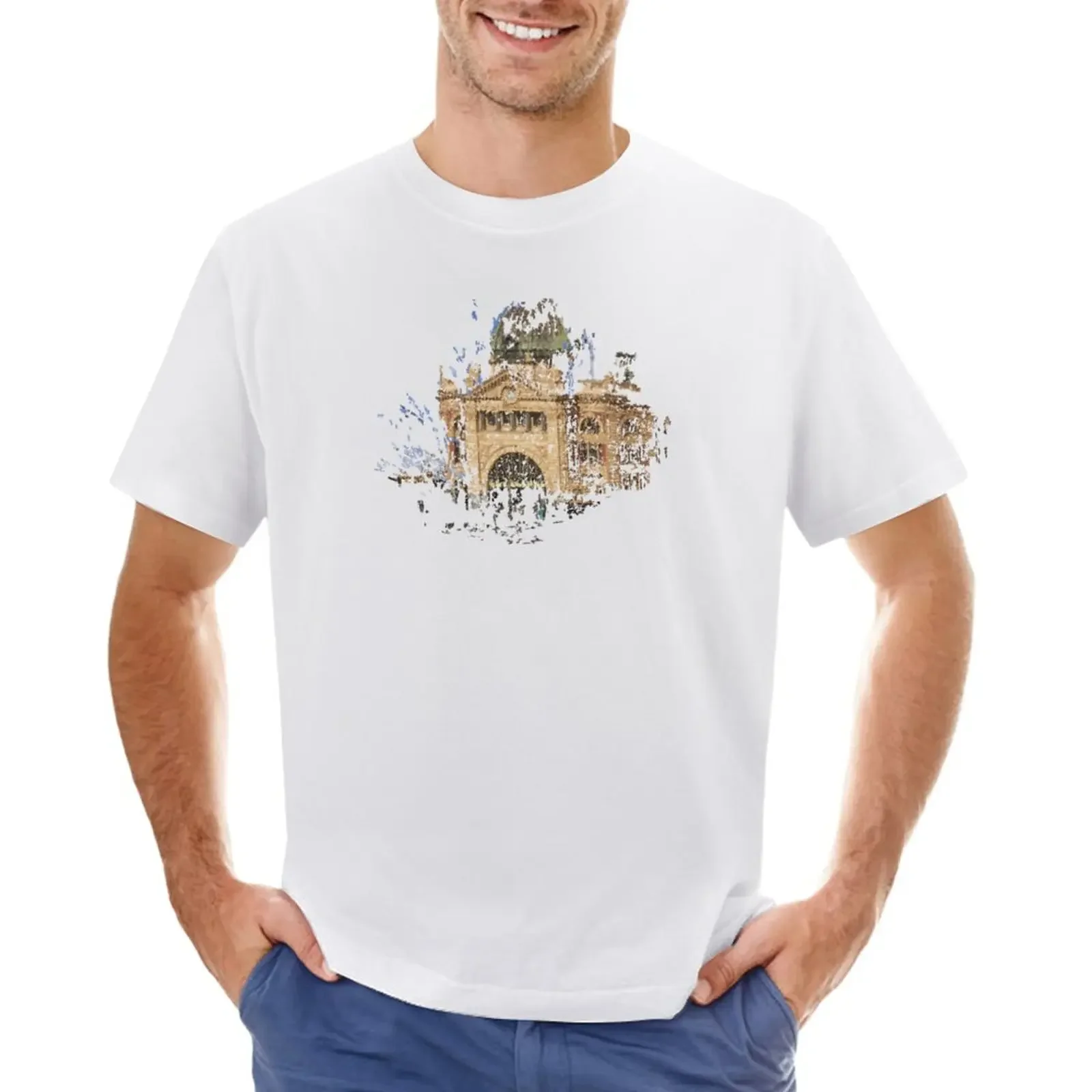 

Flinders Street Station T-Shirt tops Blouse mens graphic t-shirts big and tall