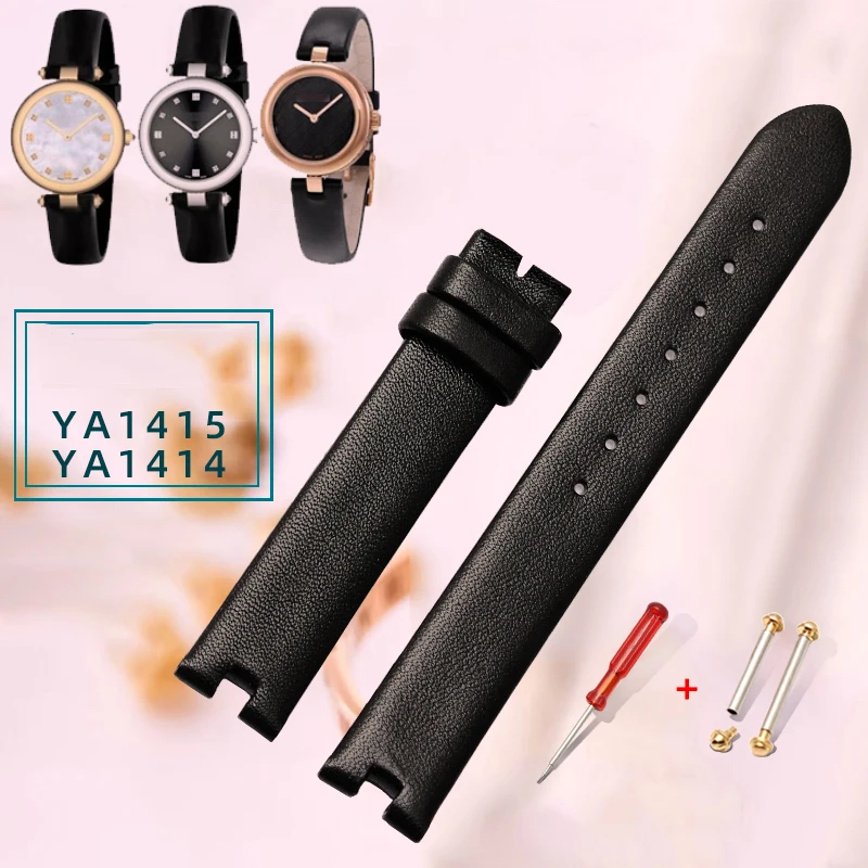 

Genuine Leather Strap for GC Women YA141401 YA141501 Cowhide Gu-cci Watch Chain Ar-mani AR11200 Watchband 12*4mm 14*4mm 14*5mm