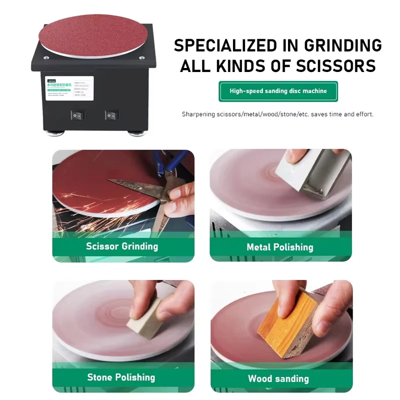 Mini Bench Disc Sander Electric Sander Electric Grinder Sandpaper Sticky Disc Table Grinder DIY High Speed Sanding Machine Knife Sharpener Polishing Machine