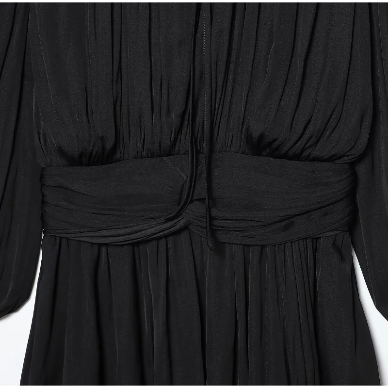 Rückenfreies, gebundenes Damen-Minikleid, einfarbig, V-Ausschnitt, hohle Taille, geraffte Flare-Ärmel-Kleider, Dame, 2026, Frühling, weibliche Party-Roben – Detail 7