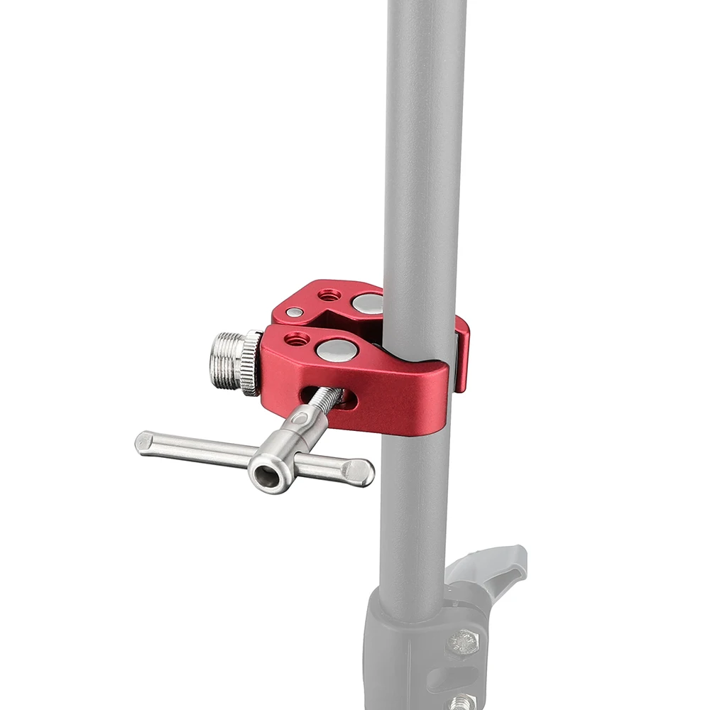 Szrig Super Clamp Crab Pinze Clip Magic Friction Arm (Rosso) Con Adattatore Filettatura 5/8 "-27 Per Dslr Camera Studio