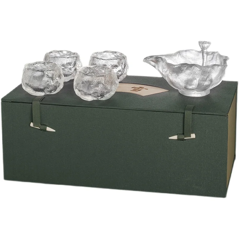

Glass tea set household teacups and bowls gifts