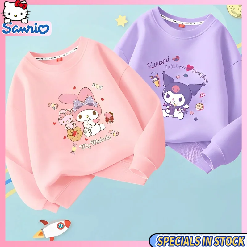 

Original Sanrio Children Hoodie Cute Mymelody Kuromi Cartoon Girls Autumn Winter Keep Warm Sweater Childrens Autumn Wear Gift