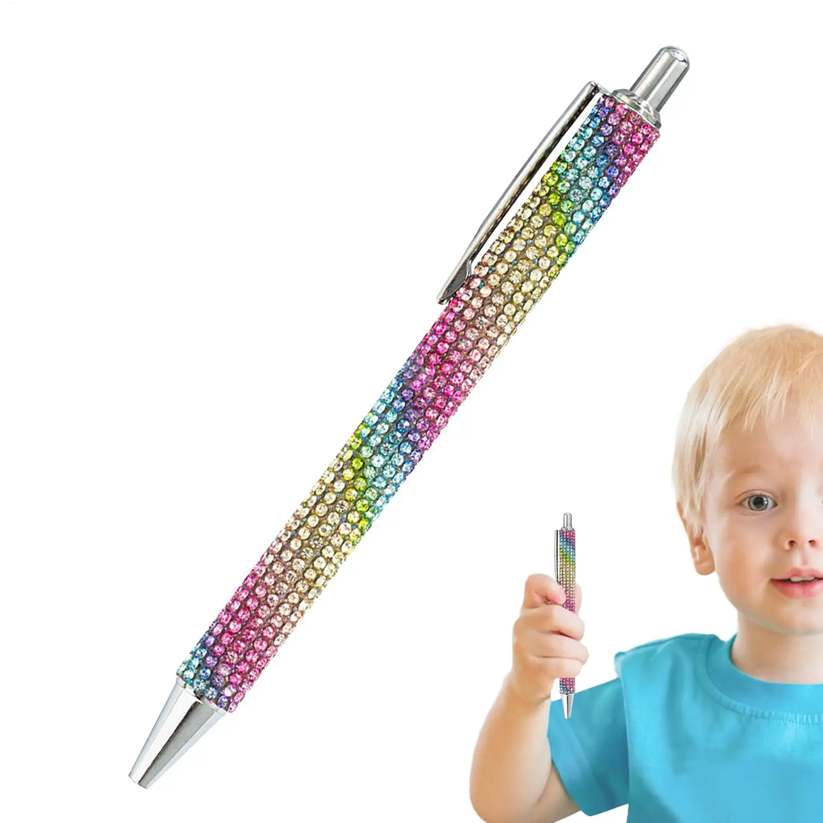 Luxury Ballpoint Pen Pearl Rhinestone Ballpoint Pen Retractable Ink Rhinestone Pen Rhinestone Cute Rose Gold Metal Stationery