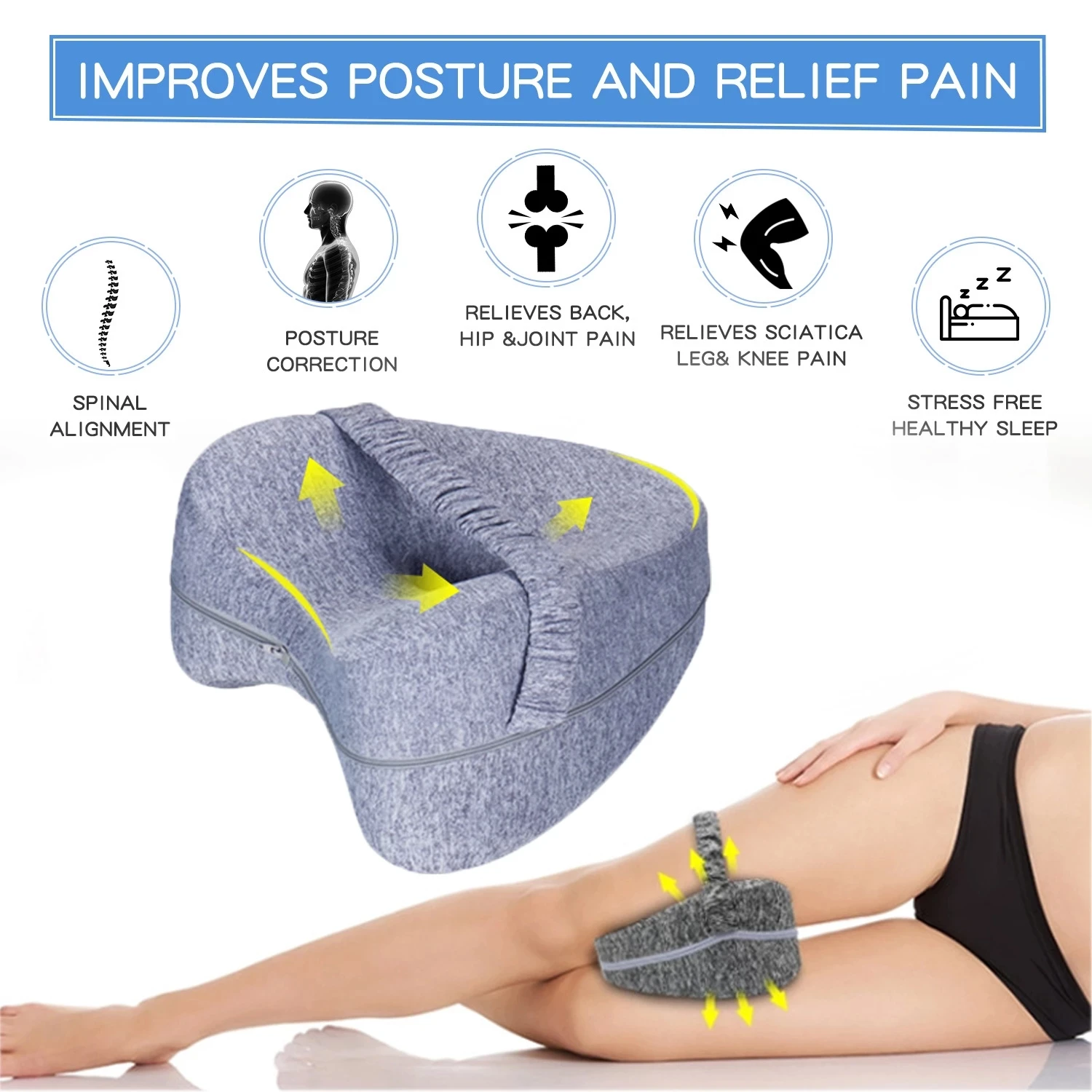 Orthopedic Leg Pillow/Pillowcase(Cover) For Sleeping Body Memory Cotton  Support Cushion Between Legs For Hip Pain Sciatica