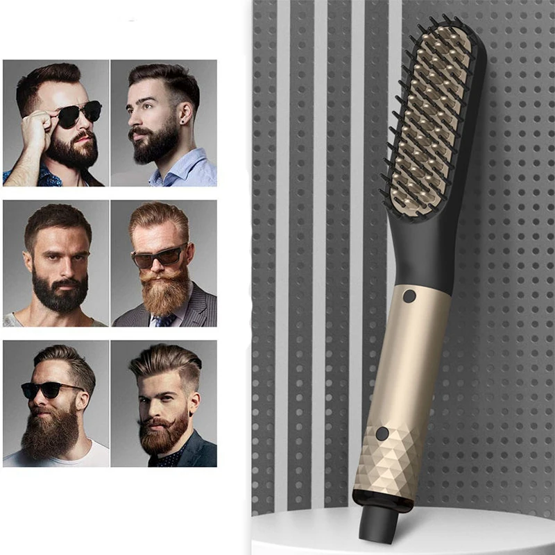 Multifunctional Electric Heated Men Beard Comb Fast Heating Portable Travel Anti-Scald Beard Straightener Press Hot Comb 1pc usb heated slippers soft women men foot warmer shoes fast heating plush electric warm boots winter necessary for study room