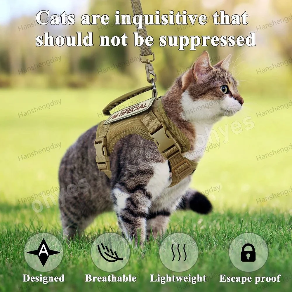 Cat Harness Adjustable Tactical Harnesses vest Leash Set Pet Clothes For Cats & Small Dog