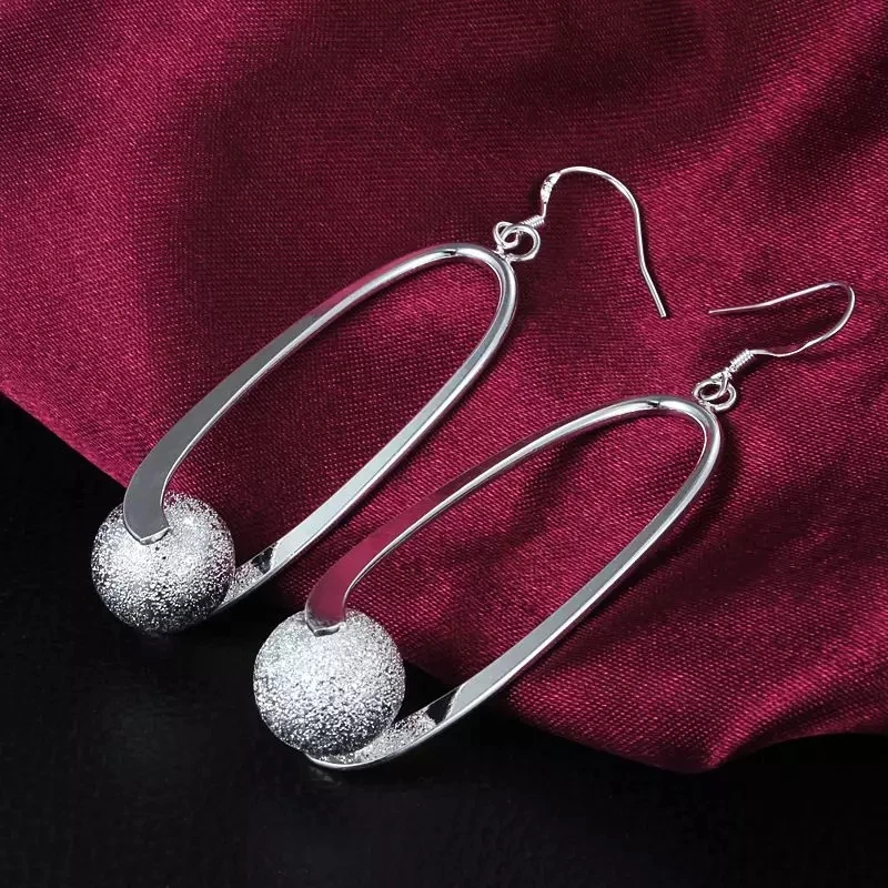 Hot Popular 925 Sterling Silver fine Frosted beads earrings for Women wild party classic fashion jewelry Holiday gifts