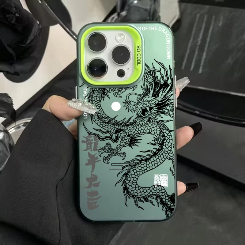 Luxury Dragon Totem Anti-Drop Armor Case with Lens Protection and Plated Cover
