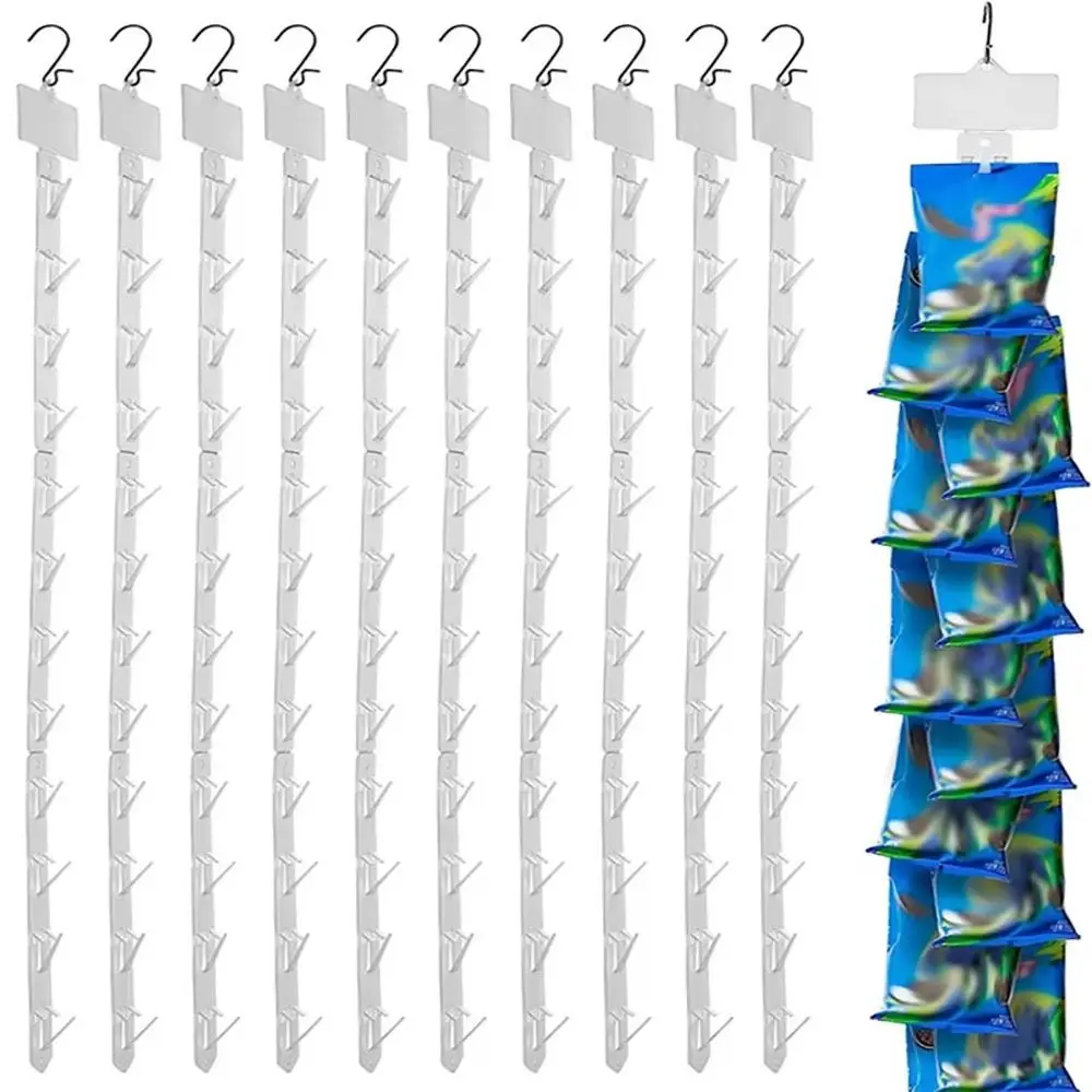 4Pcs Plastic Snack Hanging Strips with 12 Hooks Useful Display Hanger with Label Header Merchandising Clip Strip