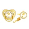2023 New Baby Luxury Pacifier Crown Name Initials Personalized Pacifiers Chain Clip Set Toddler Newborn Nipple Baby Shower Gifts 3