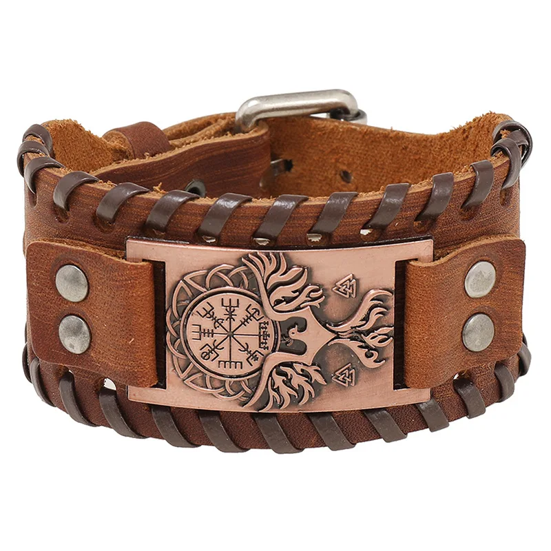 Bracelet Jewelry Trendy Viking Bracelet Nordic Rune Compass God Bird Charm Men's Bracelet