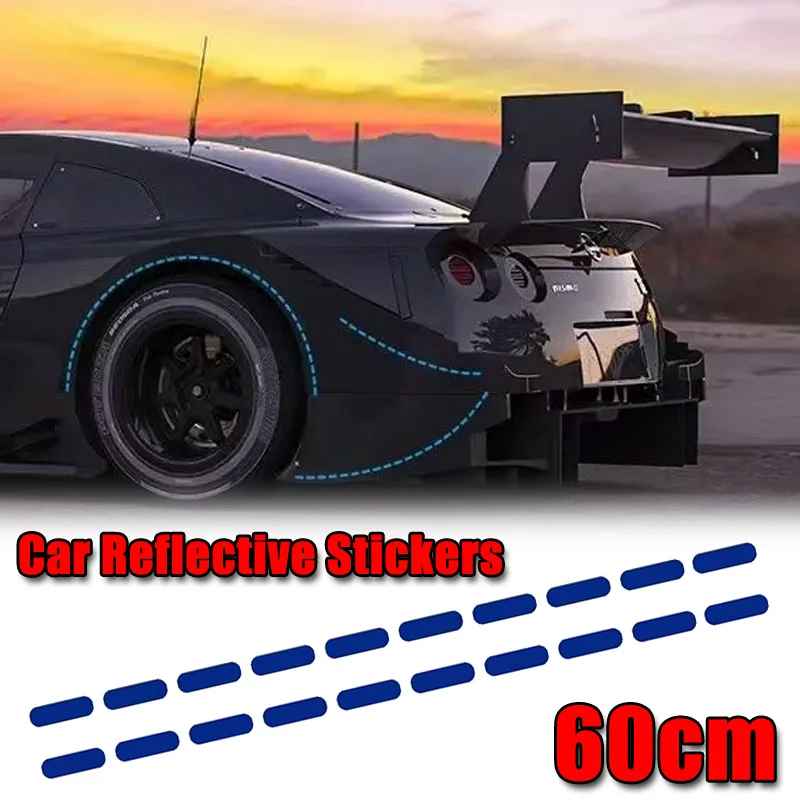

2pcs/set Car Stickers Universal Colorful Dotted Line Reflective Sticker Decals Auto Motorcycle Decoration Decal Accessories 60cm