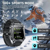 2026 nouveau militaire extérieur 1400mAh batterie SmartWatch hommes étanche appel 2.01 "HD AMOLED sport fréquence cardiaque lampe de poche bande intelligente 3