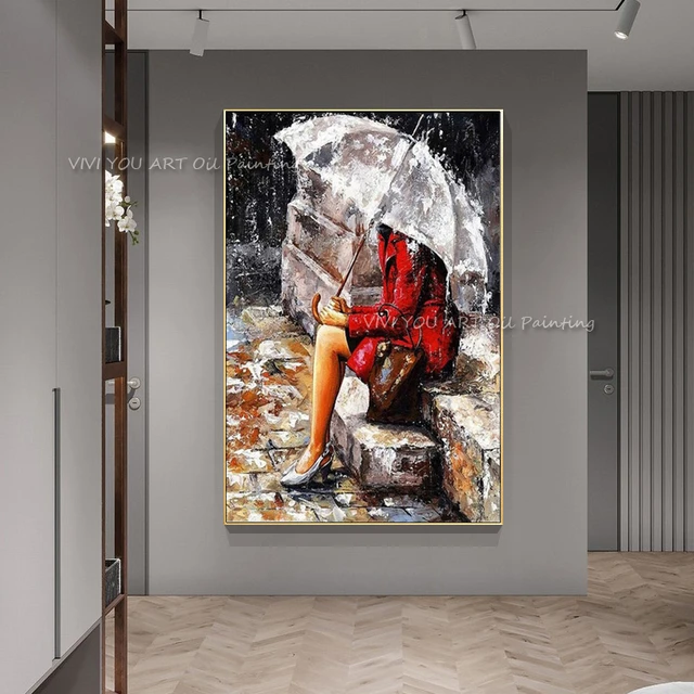 Modern Canvas Painting Large Wall Art  Large Wall Art Sale Paintings -  Handmade Girl - Aliexpress