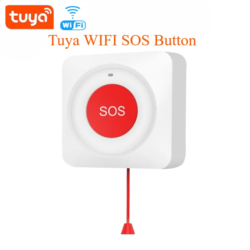 Tuya WIFI Smart Emergency Call Button Pulling Rope/Button SOS One Click Call Suitable for Hospital Nursing Home Bed Restrooms