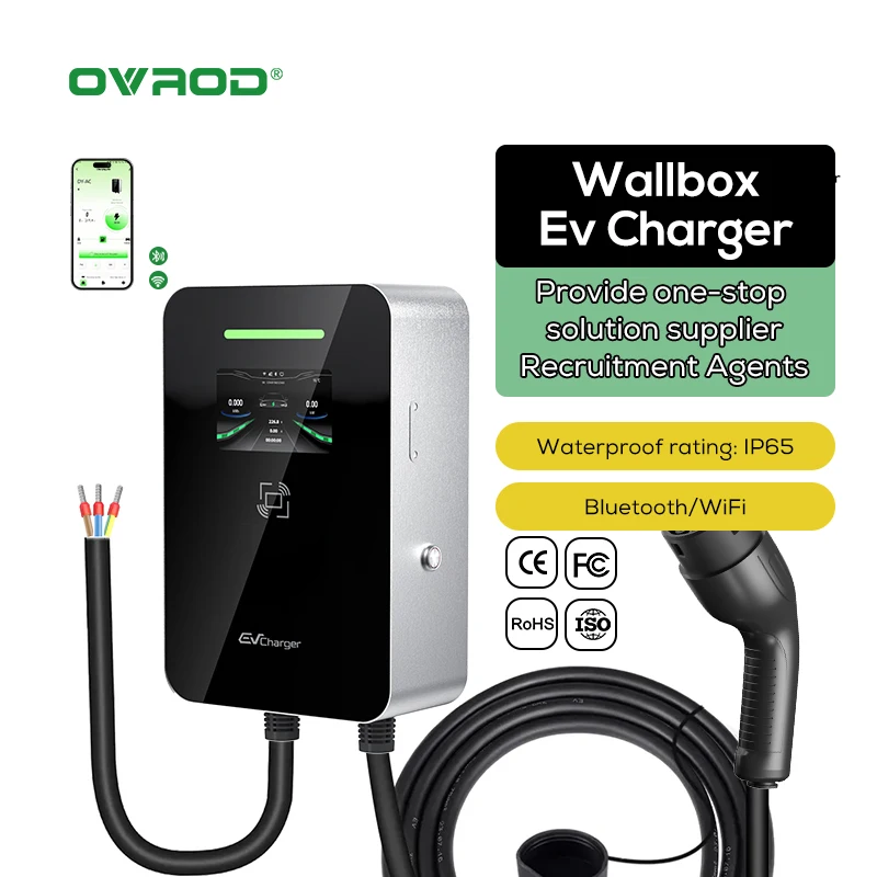 오버드 레벨 2 EV 충전기 J1772 네마 14-50 모드 3 3상 타입 1 48A EV 충전기 전기차 벽걸이형 EV 충전소