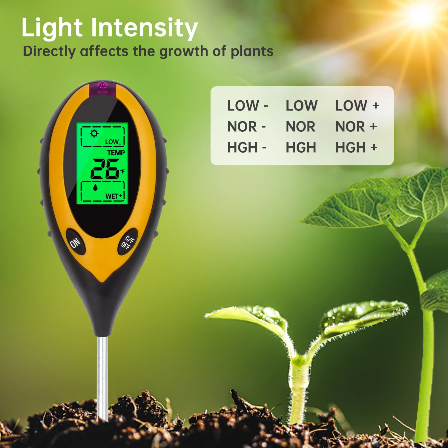 4-in-1 Soil Moisture Meter - Soil Hygrometer for Gardening