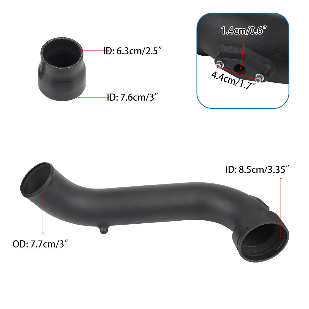 흡기 터보 충전 알루미늄 파이프, BMW N55 135i 335i E92 E93 E82 xDrive 2011-2012 IP-1013-BK, 3 인치