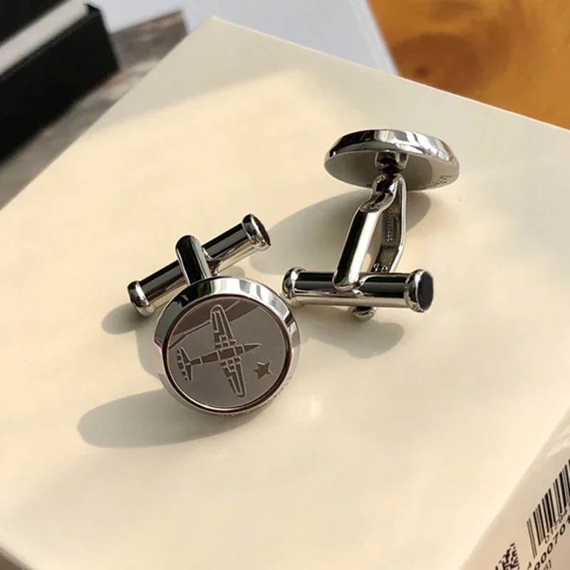 Cuff Links MB Round Designer 1:1 Little Prince Astronaut Pattern Black Man Shirt Cufflinks Classic Buttons With Box Set
