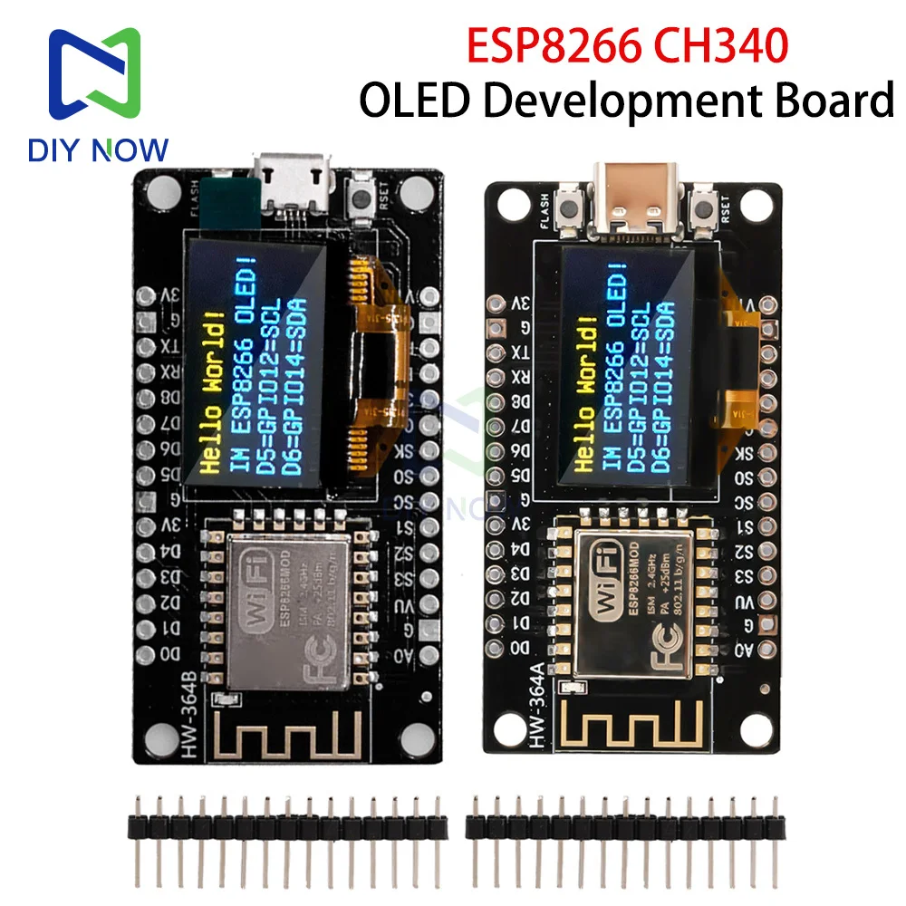 Carte de développement NodeMCU ESP8266 CH340G ESP-12F WiFi Tech TYPE-C USB pour Ardu37/ Micropython avec écran OLED 0.96 pouces