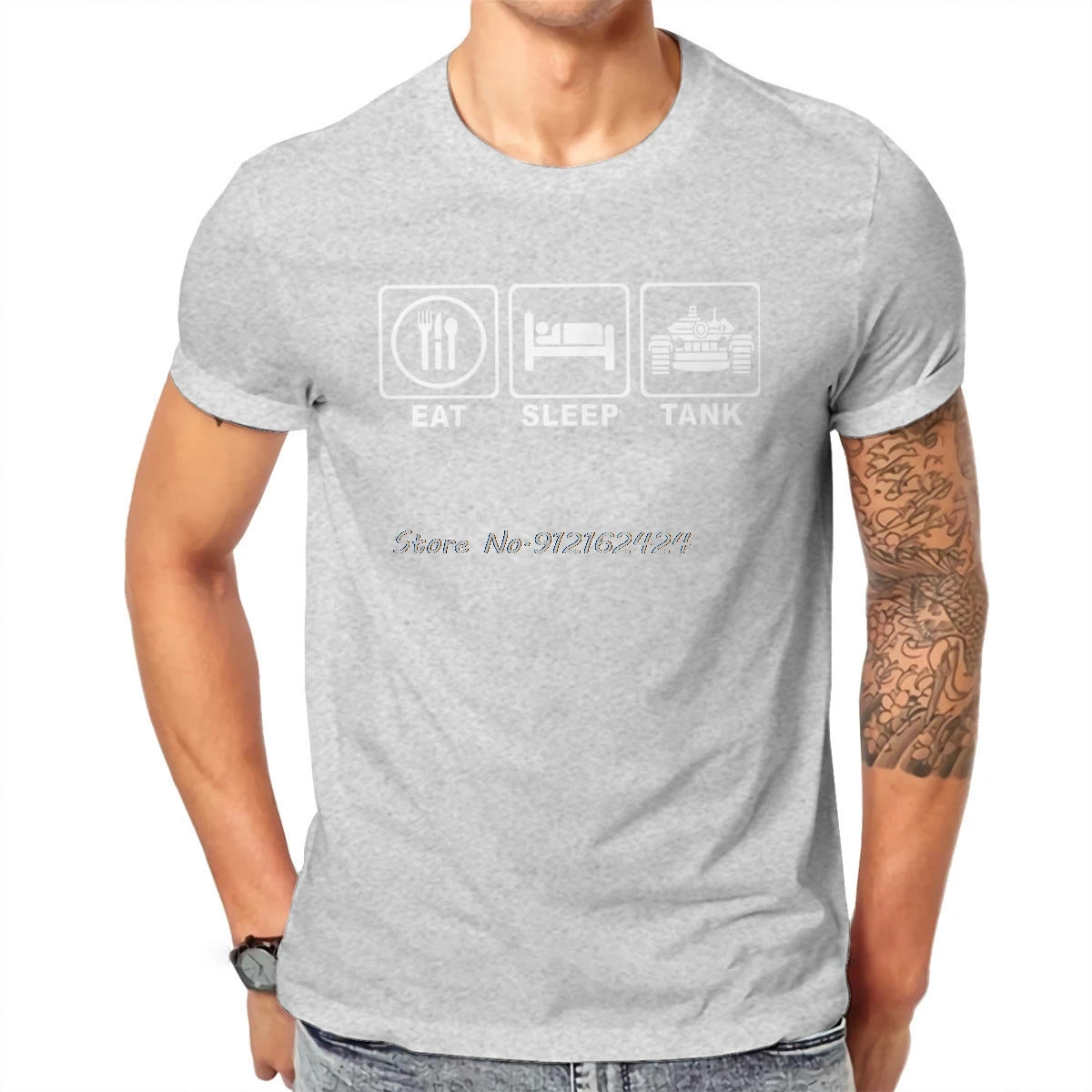 World Of Tanks Classic Game Armored Tank EAT SLEEP TANK T Shirt Classic Graphic Summer Cotton Tees Harajuku Streetwear 4