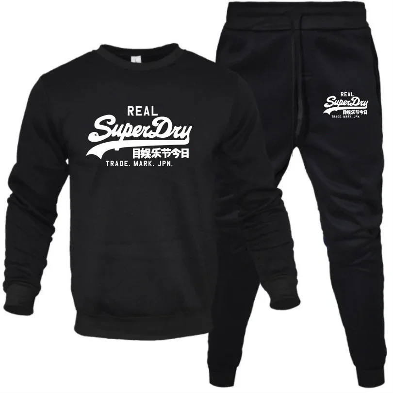 

Casual Herensets 2-delig Pak Met Een Hals En Fleece Pullover Hiphop Merk Grappige Letterprint Mode Joggingbroek Voor Heren