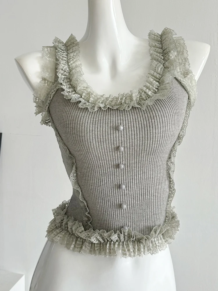 الكورية الدانتيل المرقعة المحاصيل الأعلى المرأة U...