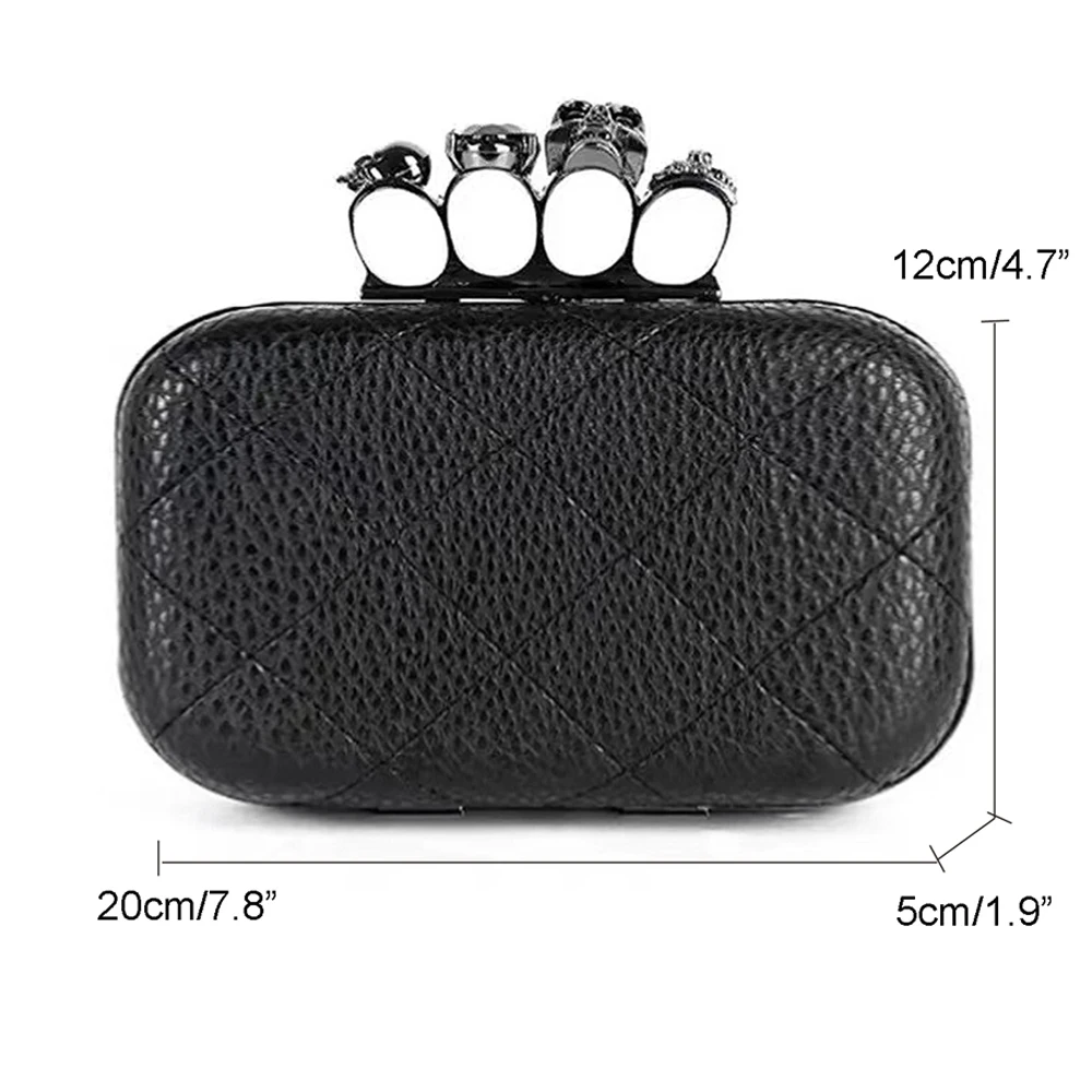 Fashion Women Handbag Pu Leather Clutch Bag Skull Finger Bag Diamond Evening Leather Crossbody with Chain women handbag