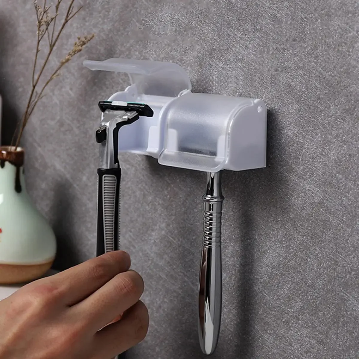 Men Shaver Razor Brush Blade Holder 1PC Bathroom Wall Sucker Hook Stand
