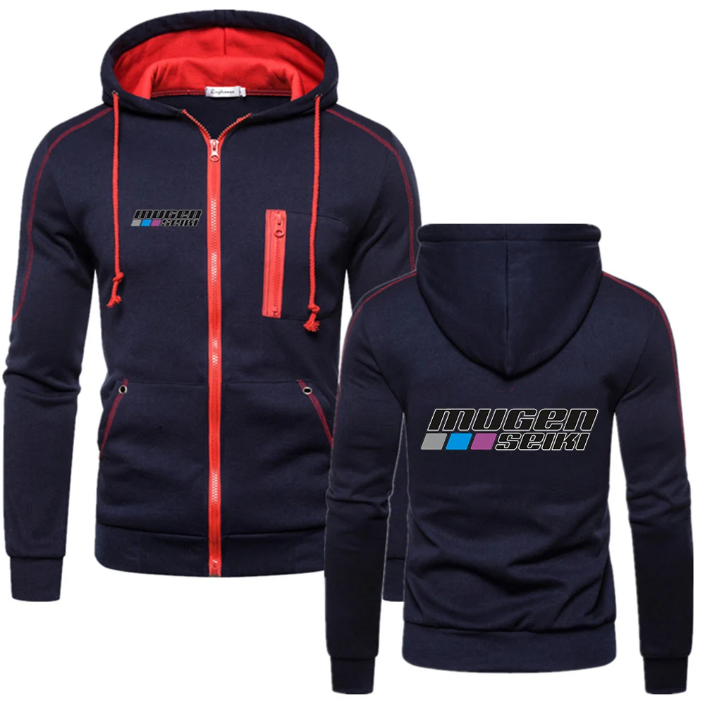 Mens Hooded Jacket Mugen Seiki Men Solid Color Hoodies Spring Autumn Casual Streetwear Hooded Sweatshirts Sports Outdoor Pullovers Loose Tops