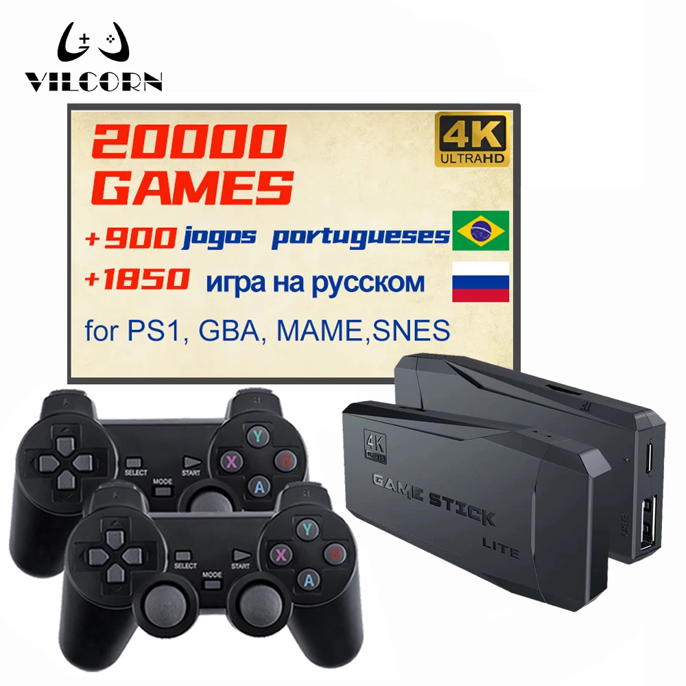 2023 New Game Stick 4K for PS1/GBA Video Game Console Retro 4K HD Built-in 20000+ Retro Games For TV/ MAME / Sega Genesis / Kids