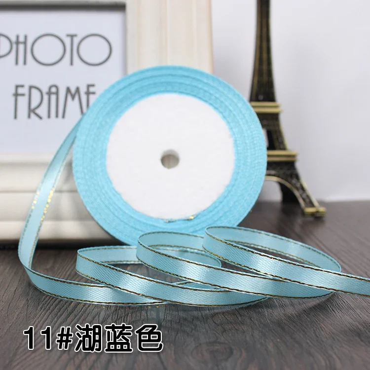 25-Yard Roll of 6mm Gold-Edged Satin Ribbon for Gift Wrapping and Decorative Crafts