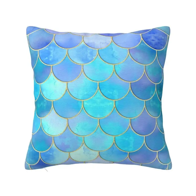 

Gold Mermaid Scale Pattern Pillow Cover Decoration Aqua Pearlescent Cushion Cover Throw Pillow for Sofa Double-sided Printing