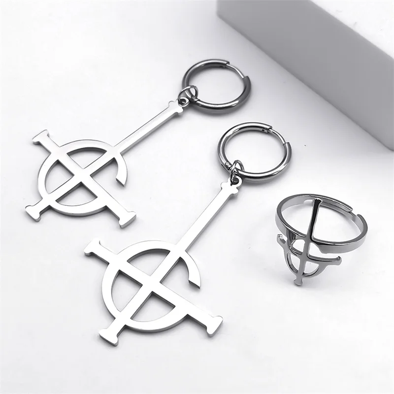 Metal Jewelry Stainless Steel Ghost BC Rock Band Pendant Necklace Ghoul Chain Necklaces Fashion Earring Ring collar