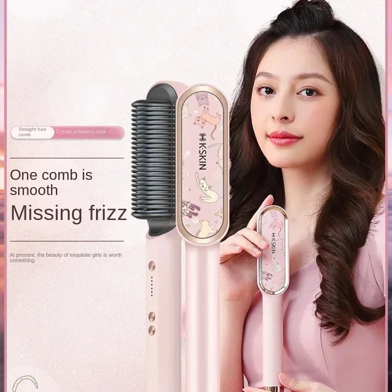 Hair Straightening Brush, Flat Iron for Home Use, Curling Wand, NonIonic, LongLasting Style, Salon Quality Straightener 3
