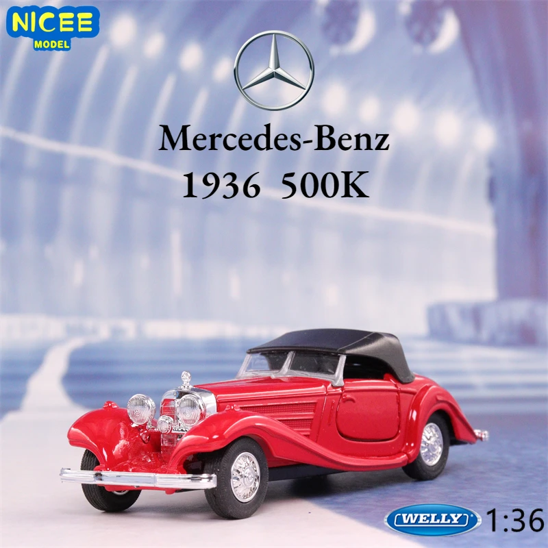 Welly 1:36 1936 Mercedes-Benz 500K Modello Di Auto In Lega Pressofuso In Metallo Modello Pull-Back Veicoli B630