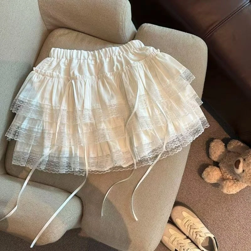 Y2K Cute Cake Skirt Women High Waist Mini Pleated A-Line Skirt Japanese Kawaii Vintage Female Sweet Vintage Party Streetwear 4